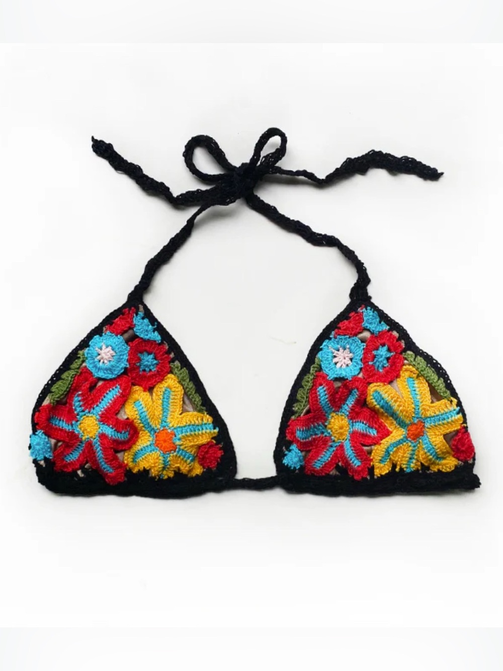 Anna Kosturova Crochet Bikini Set Floral Tie Side Boho Resort Swim Handmade - Picture 3 of 11